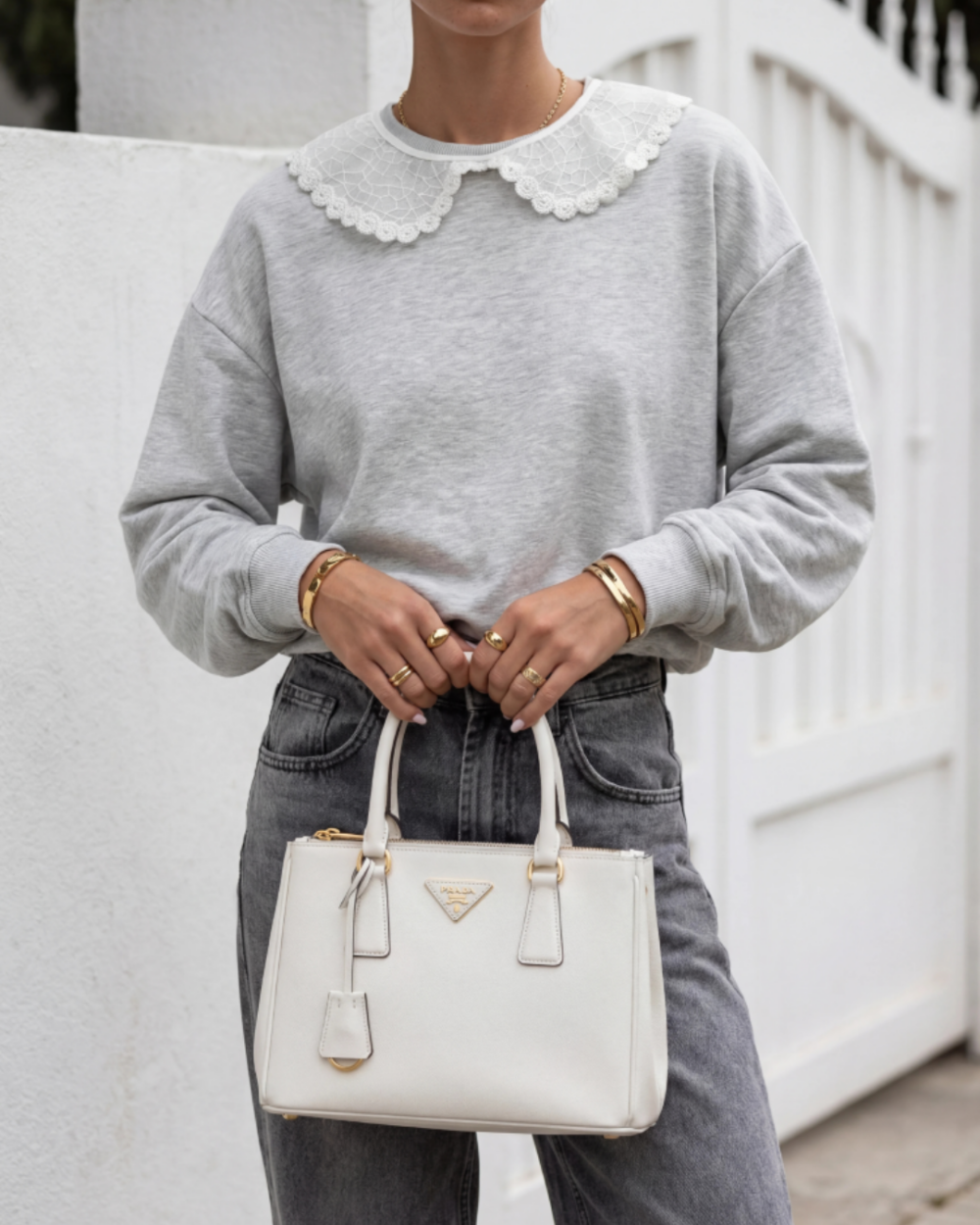 Bluza damska Katherine  z ozdobnym kołnierzykiem- szary