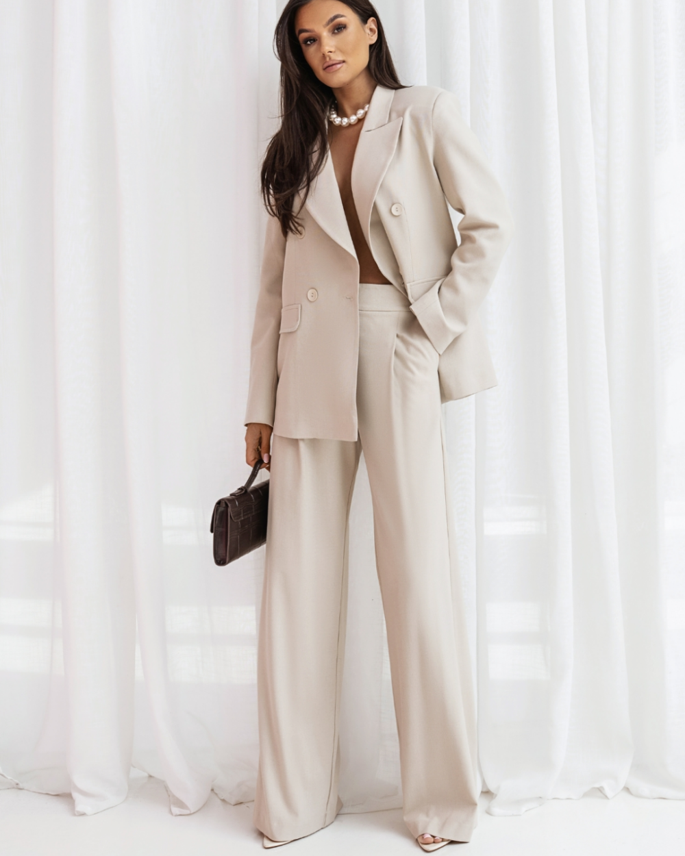 Eleganckie spodnie Angel- beżowe