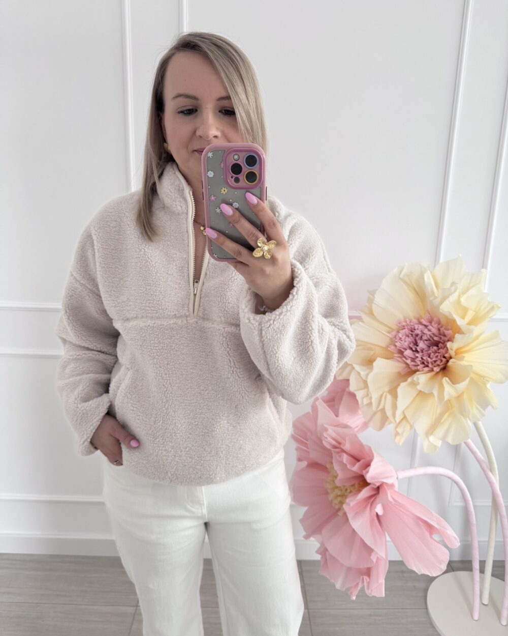 Bluza polarowa boucle- beż