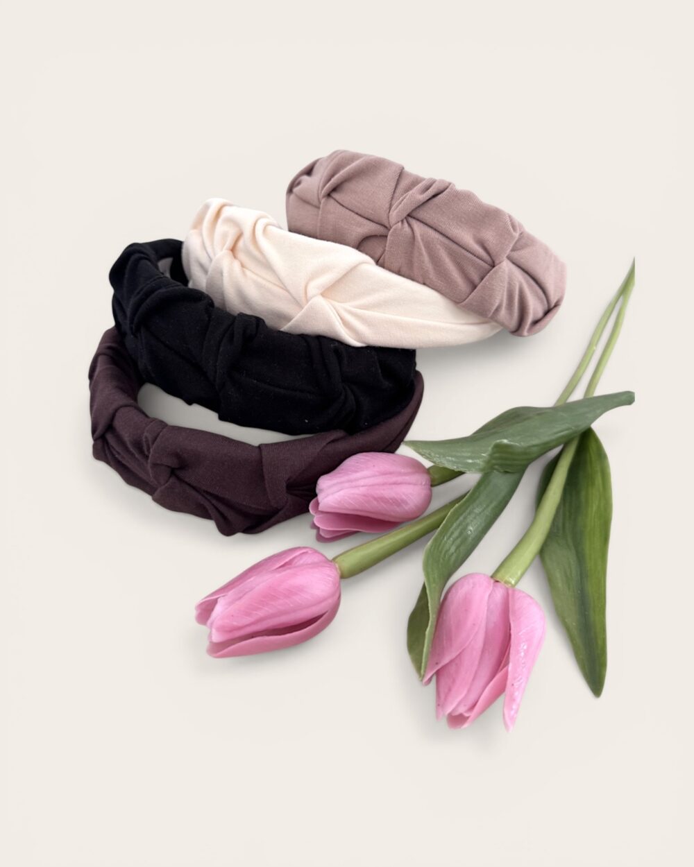 Opaska marszczona- czarny, czekolada, beż, szampański