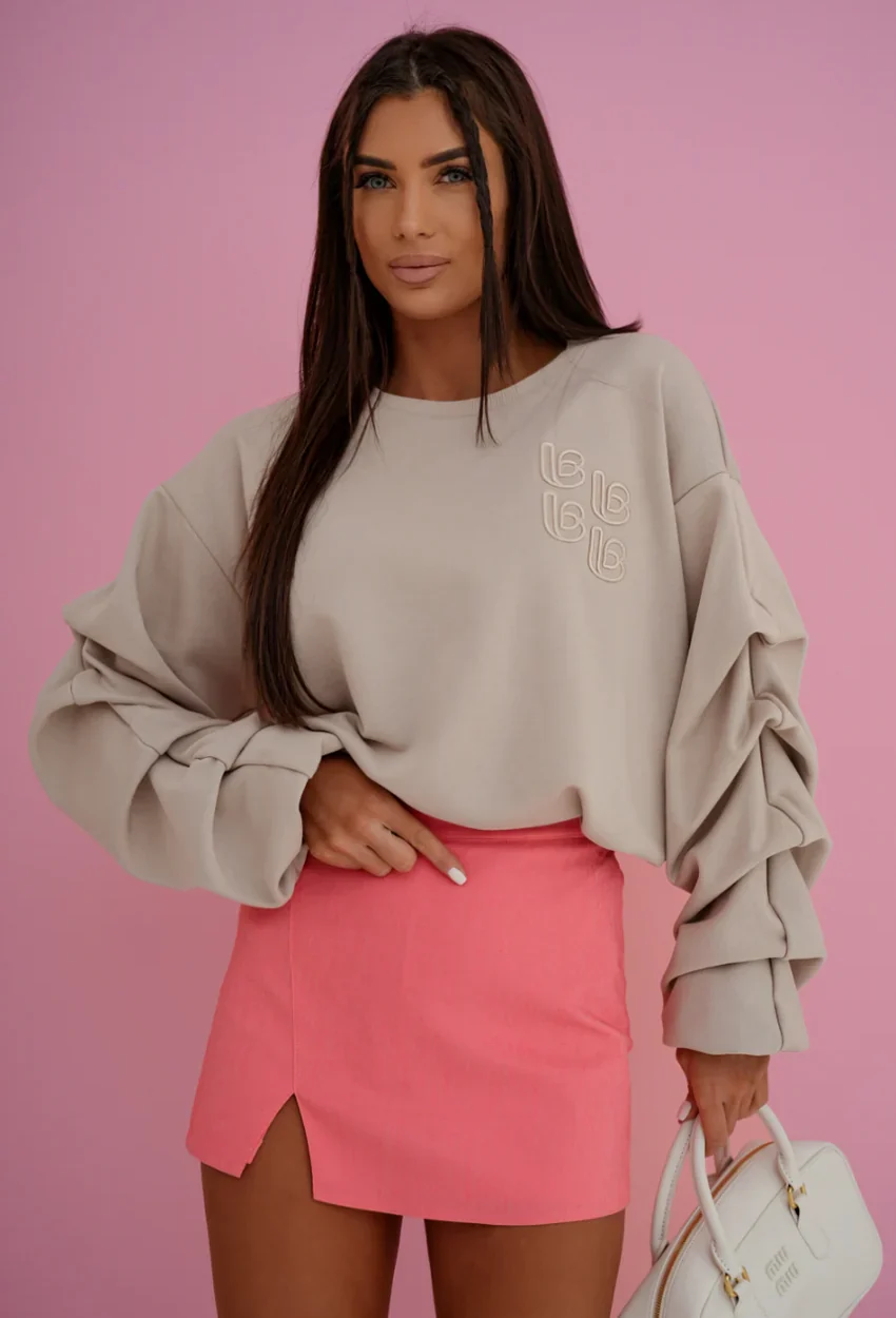 Bluza Remy z efektownymi rękawami- beż